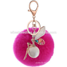 Fashion girls rabbit fur balls /crystal fur keychain / rex rabbit fur keychain